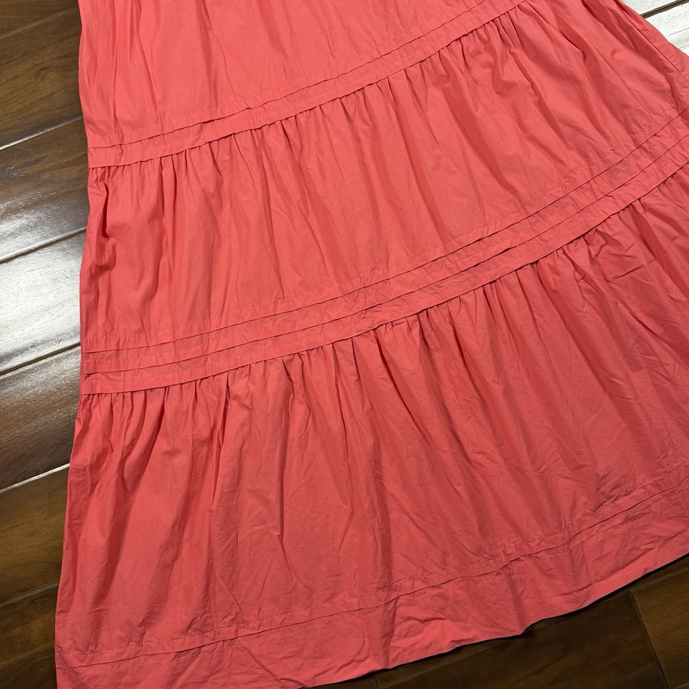 Quince Women's Size Large Coral 100% Organic Cotton Poplin Tiered Maxi Dress - Picture 3 of 12